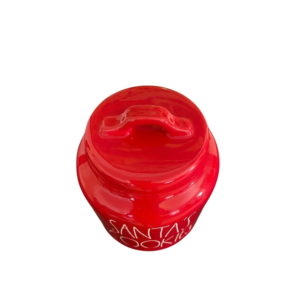 Rae Dunn Santa Cookies Jar Red‎ Ceramic Christmas Holiday Kitchen Decor Lid